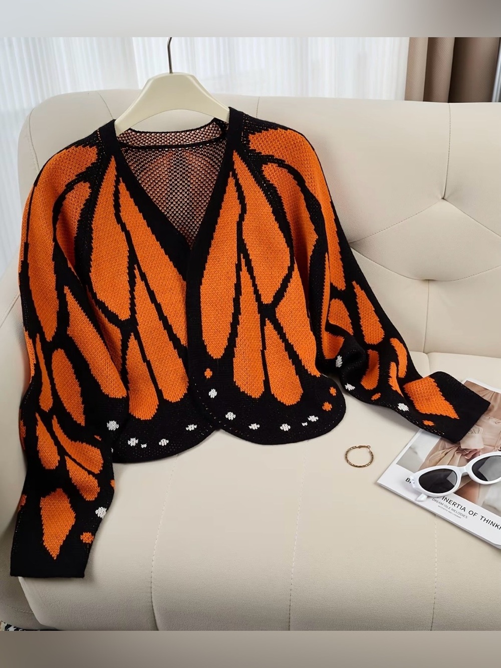 Monarch Butterfly wing knit cardigan